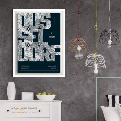 خرید تابلو نقشه مناسب هدیه سالگرد - ‏dusseldorf  – تابلو نقشه شهرهای جهان - اسپو دکور