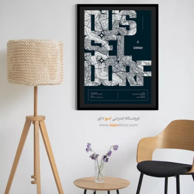 خرید تابلو نقشه مناسب هدیه سالگرد - ‏dusseldorf  – تابلو نقشه شهرهای جهان - اسپو دکور