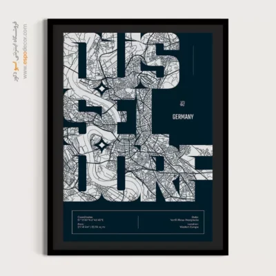 خرید تابلو نقشه مناسب هدیه سالگرد - ‏dusseldorf  – تابلو نقشه شهرهای جهان - اسپو دکور