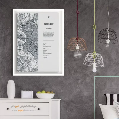 خرید تابلو نقشه مینیمال - ‏dusseldorf europe  – تابلو نقشه شهرهای جهان - اسپو دکور