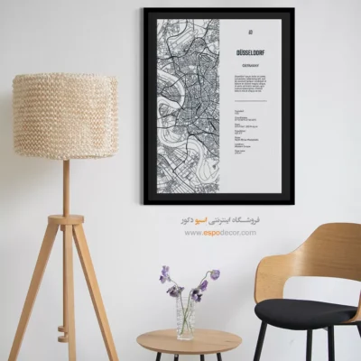 خرید تابلو نقشه مینیمال - ‏dusseldorf europe  – تابلو نقشه شهرهای جهان - اسپو دکور