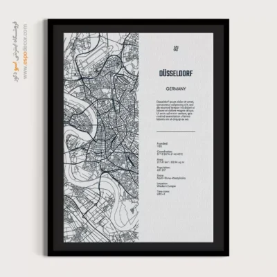 خرید تابلو نقشه مینیمال - ‏dusseldorf europe  – تابلو نقشه شهرهای جهان - اسپو دکور