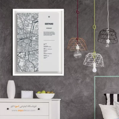 خرید تابلو نقشه هنری ویژه دفاتر کاری - ‏dortmund europe  – تابلو نقشه شهرهای جهان - اسپو دکور