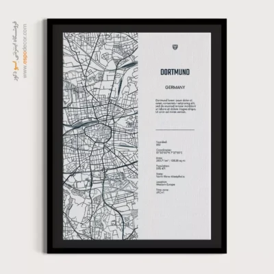 خرید تابلو نقشه هنری ویژه دفاتر کاری - ‏dortmund europe  – تابلو نقشه شهرهای جهان - اسپو دکور