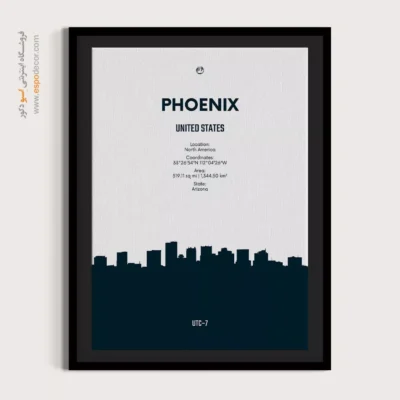 تابلو نقشه برای اتاق نشیمن - ‏phoenix north america  – تابلو نقشه شهرهای جهان - اسپو دکور