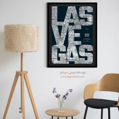 تابلو نقشه جهان برای دکوراسیون داخلی - ‏las vegas  – تابلو نقشه شهرهای جهان - اسپو دکور