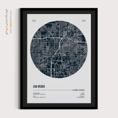 تابلو نقشه برای اتاق خواب - ‏las vegas usa  – تابلو نقشه شهرهای جهان - اسپو دکور