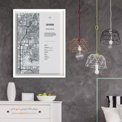 تابلو نقشه خاص برای دکور منزل - ‏las vegas nevada  – تابلو نقشه شهرهای جهان - اسپو دکور
