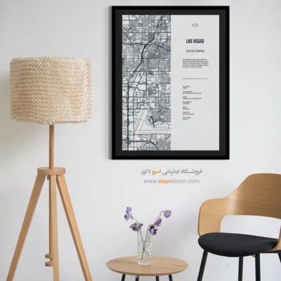 تابلو نقشه خاص برای دکور منزل - ‏las vegas nevada  – تابلو نقشه شهرهای جهان - اسپو دکور
