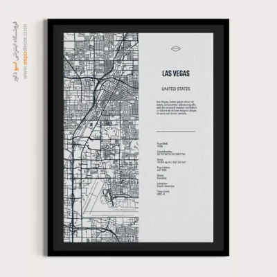 تابلو نقشه خاص برای دکور منزل - ‏las vegas nevada  – تابلو نقشه شهرهای جهان - اسپو دکور