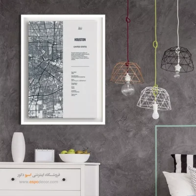 تابلو نقشه دیواری برای فضای کاری - ‏houston texas  – تابلو نقشه شهرهای جهان - اسپو دکور