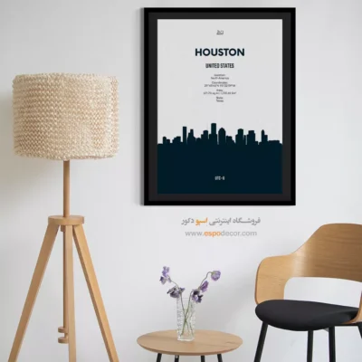 تابلو نقشه جهان برای اتاق مدیریت - ‏houston north america  – تابلو نقشه شهرهای جهان - اسپو دکور