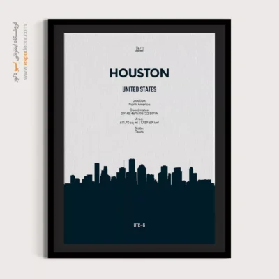 تابلو نقشه جهان برای اتاق مدیریت - ‏houston north america  – تابلو نقشه شهرهای جهان - اسپو دکور