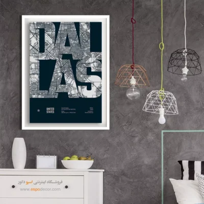 تابلو نقشه لوکس برای شرکت‌ها - ‏dallas  – تابلو نقشه شهرهای جهان - اسپو دکور