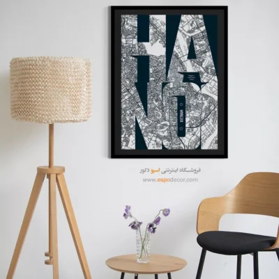 تابلو نقشه خاص برای رستوران - ‏hanoi  – تابلو نقشه شهرهای جهان - اسپو دکور