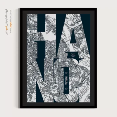 تابلو نقشه خاص برای رستوران - ‏hanoi  – تابلو نقشه شهرهای جهان - اسپو دکور