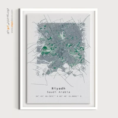 تابلو دکوراتیو ریاض - ریاض – تابلو نقشه شهرهای جهان - اسپو دکور