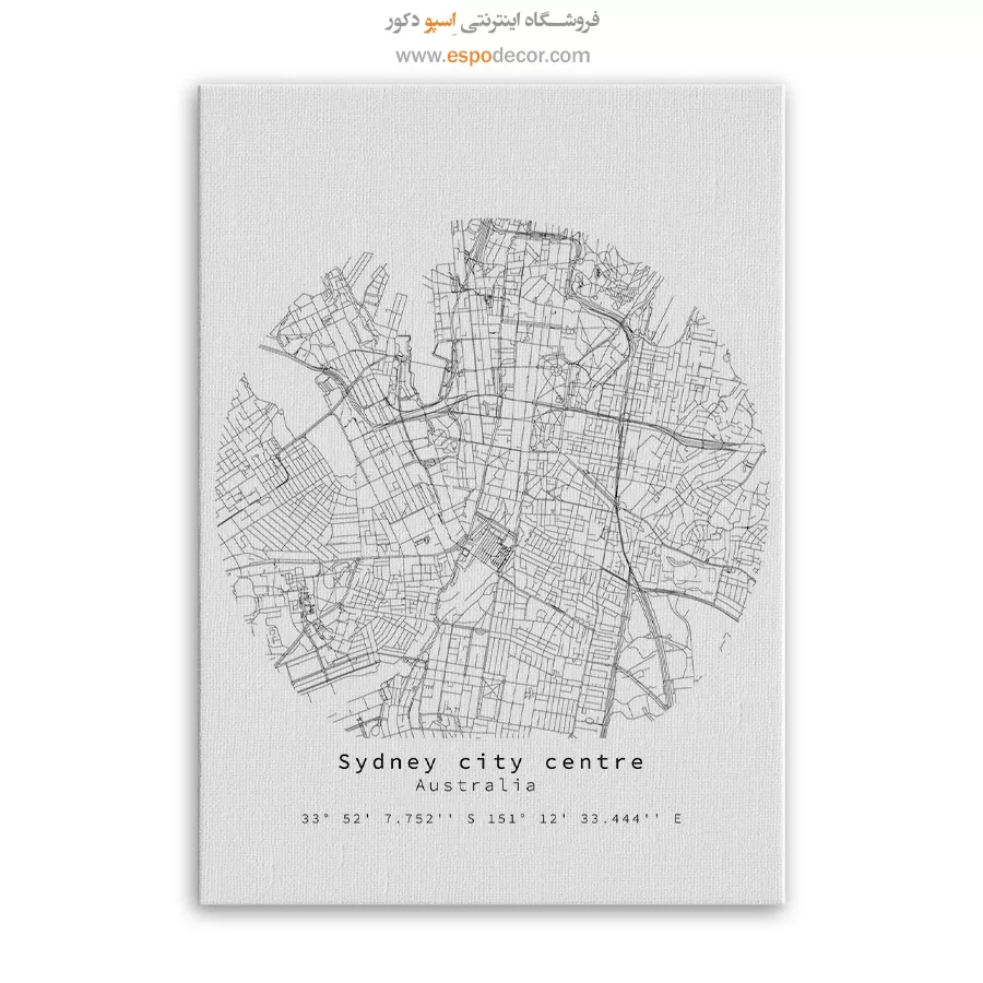 تابلو نقشه مینیمال استرالیا - استرالیا – تابلو نقشه شهرهای جهان - اسپو دکور