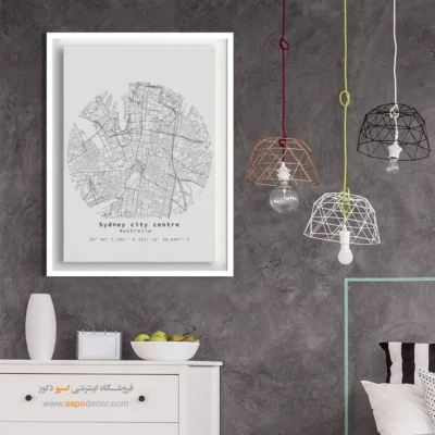 تابلو نقشه مینیمال استرالیا - استرالیا – تابلو نقشه شهرهای جهان - اسپو دکور