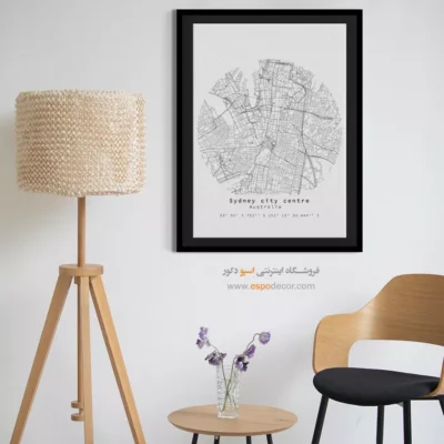 تابلو نقشه مینیمال استرالیا - استرالیا – تابلو نقشه شهرهای جهان - اسپو دکور