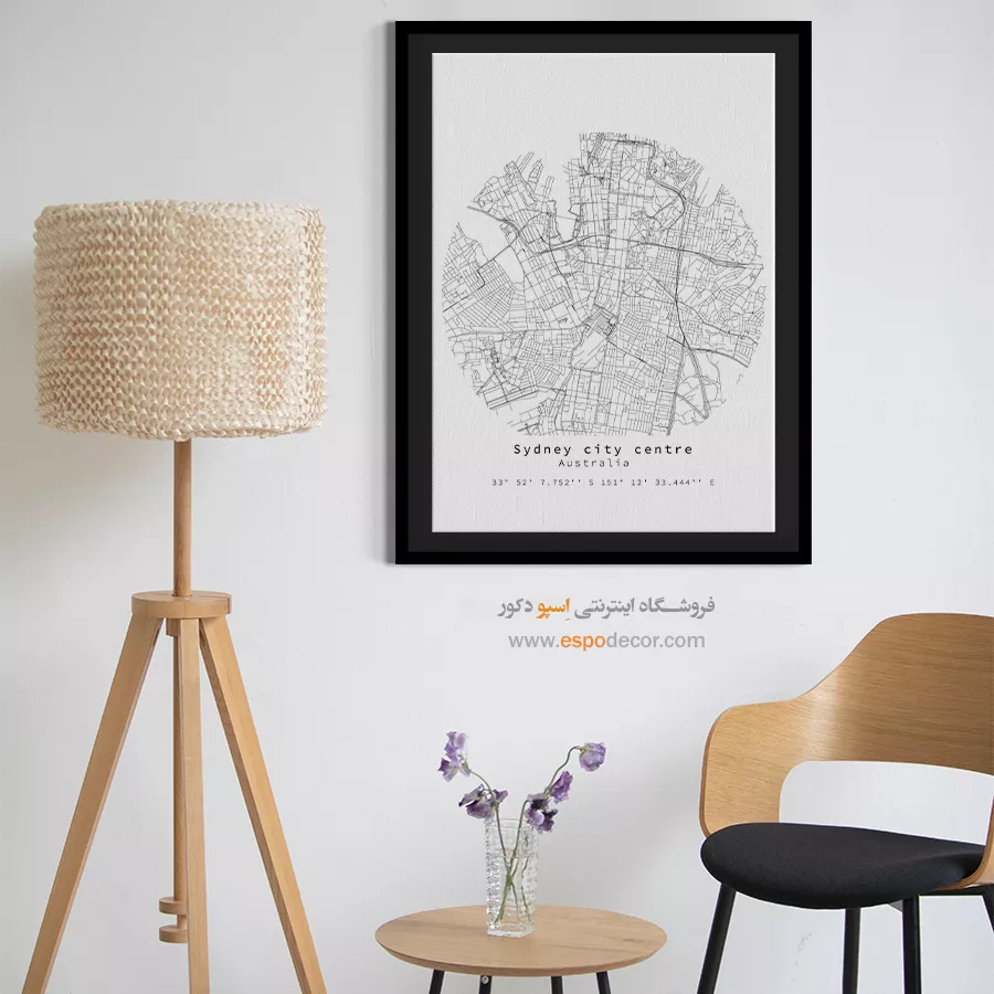 تابلو نقشه مینیمال استرالیا - استرالیا – تابلو نقشه شهرهای جهان - اسپو دکور