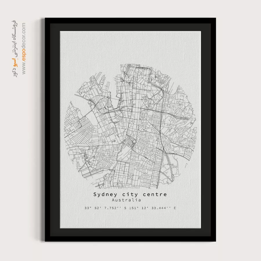 تابلو نقشه مینیمال استرالیا - استرالیا – تابلو نقشه شهرهای جهان - اسپو دکور