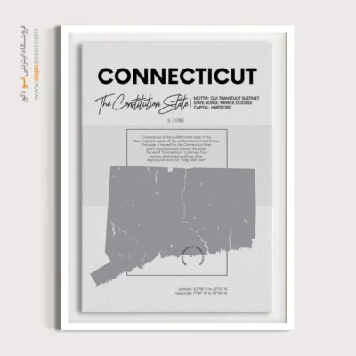 تابلو نقشه کنتیکت نیوانگلند - کنتیکت نیوانگلند – تابلو نقشه شهرهای جهان - اسپو دکور