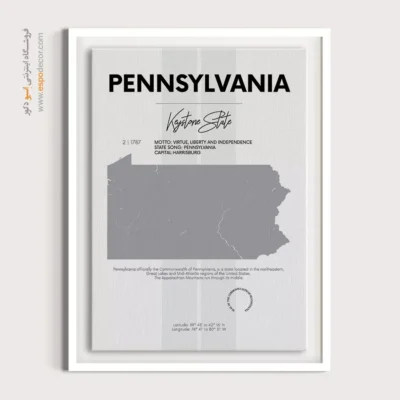 تابلو نقشه دیواری پنسیلوانیا - پنسیلوانیا – تابلو نقشه شهرهای جهان - اسپو دکور