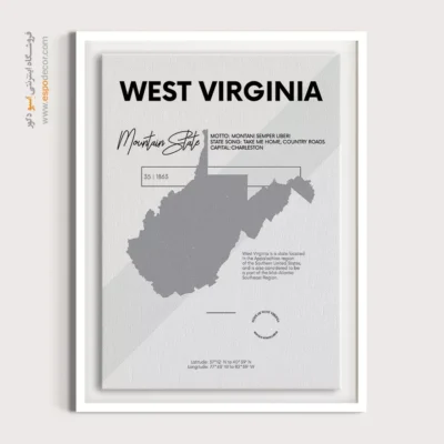 خرید تابلو نقشه مدرن وست ویرجینیا - وست ویرجینیا – تابلو نقشه شهرهای جهان - اسپو دکور