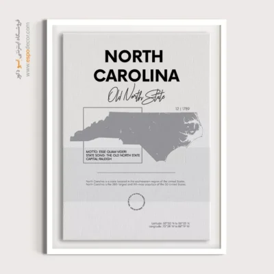 خرید تابلو نقشه کارولینا شمالی - کارولینا شمالی – تابلو نقشه شهرهای جهان - اسپو دکور