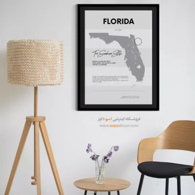 خرید تابلو دکوراتیو فلوریدا - فلوریدا – تابلو نقشه شهرهای جهان - اسپو دکور