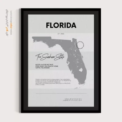 خرید تابلو دکوراتیو فلوریدا - فلوریدا – تابلو نقشه شهرهای جهان - اسپو دکور