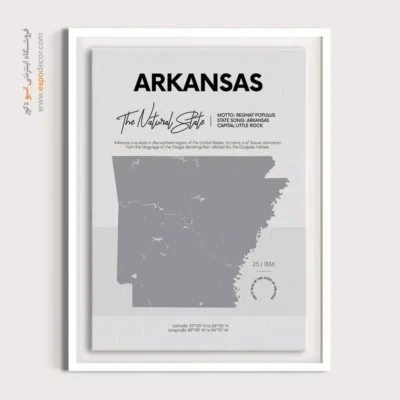 تابلو نقشه مینیمال آرکانزاس - آرکانزاس – تابلو نقشه شهرهای جهان - اسپو دکور