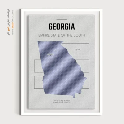 خرید تابلو نقشه مدرن جورجیا - جورجیا – تابلو نقشه شهرهای جهان - اسپو دکور