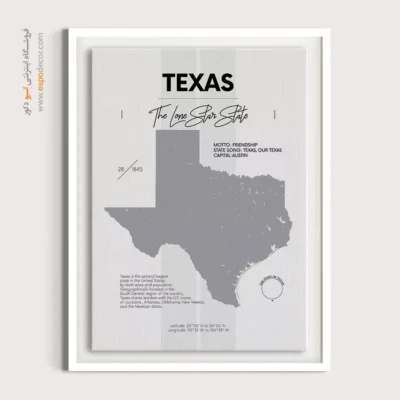 تابلو نقشه مدرن تگزاس - تگزاس – تابلو نقشه شهرهای جهان - اسپو دکور