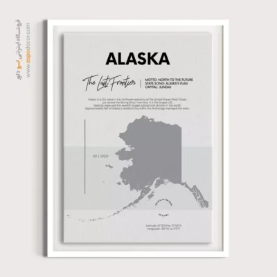تابلو هنری نقشه آلاسکا - آلاسکا – تابلو نقشه شهرهای جهان - اسپو دکور