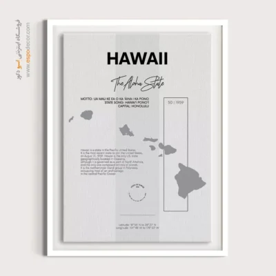 تابلو دکوراتیو هاوایی - هاوایی – تابلو نقشه شهرهای جهان - اسپو دکور