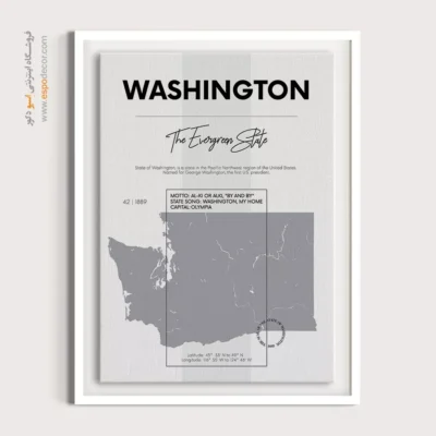 تابلو نقشه مینیمال واشنگتون - واشنگتون – تابلو نقشه شهرهای جهان - اسپو دکور