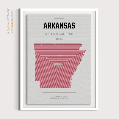 تابلو هنری نقشه آرکانزاس - آرکانزاس – تابلو نقشه شهرهای جهان - اسپو دکور