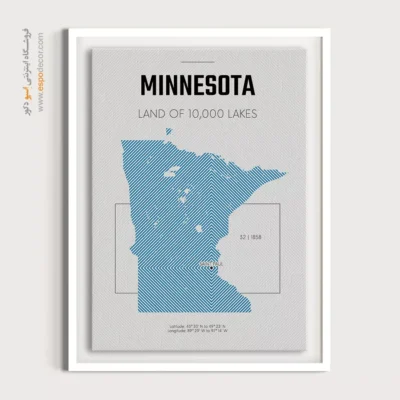 خرید تابلو نقشه مدرن مینسوتا - مینسوتا – تابلو نقشه شهرهای جهان - اسپو دکور