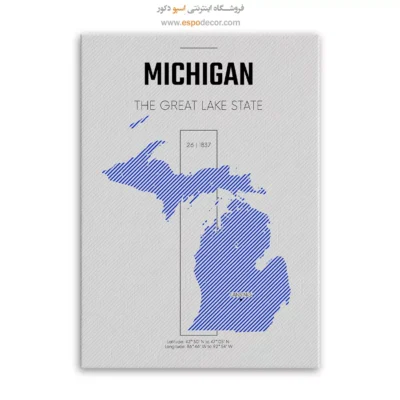 تابلو نقشه شهر میشیگان - میشیگان – تابلو نقشه شهرهای جهان - اسپو دکور