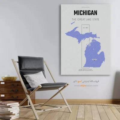 تابلو نقشه شهر میشیگان - میشیگان – تابلو نقشه شهرهای جهان - اسپو دکور