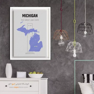 تابلو نقشه شهر میشیگان - میشیگان – تابلو نقشه شهرهای جهان - اسپو دکور
