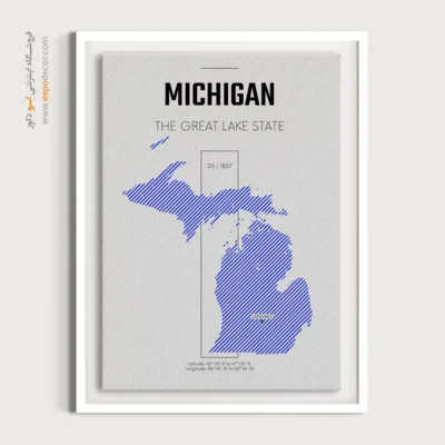 تابلو نقشه شهر میشیگان - میشیگان – تابلو نقشه شهرهای جهان - اسپو دکور
