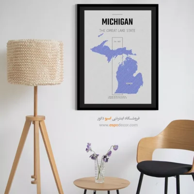 تابلو نقشه شهر میشیگان - میشیگان – تابلو نقشه شهرهای جهان - اسپو دکور