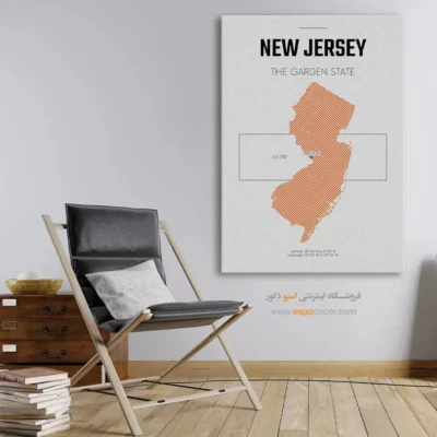 تابلو نقشه مدرن نیوجرسی - نیوجرسی – تابلو نقشه شهرهای جهان - اسپو دکور