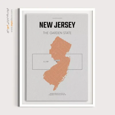 تابلو نقشه مدرن نیوجرسی - نیوجرسی – تابلو نقشه شهرهای جهان - اسپو دکور
