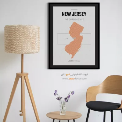 تابلو نقشه مدرن نیوجرسی - نیوجرسی – تابلو نقشه شهرهای جهان - اسپو دکور