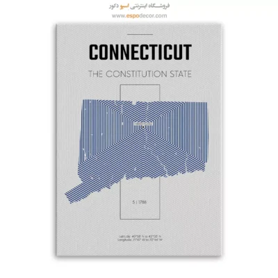 تابلو نقشه دکوراتیو ایالت کنتیکت - ایالت کنتیکت – تابلو نقشه شهرهای جهان - اسپو دکور