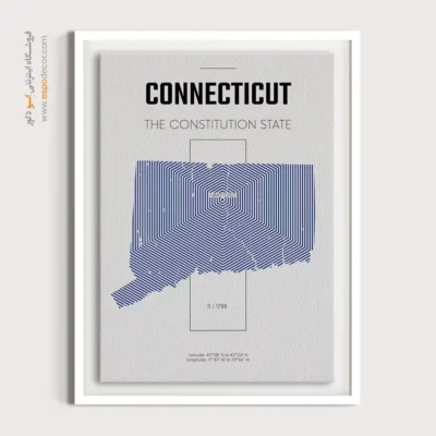 تابلو نقشه دکوراتیو ایالت کنتیکت - ایالت کنتیکت – تابلو نقشه شهرهای جهان - اسپو دکور